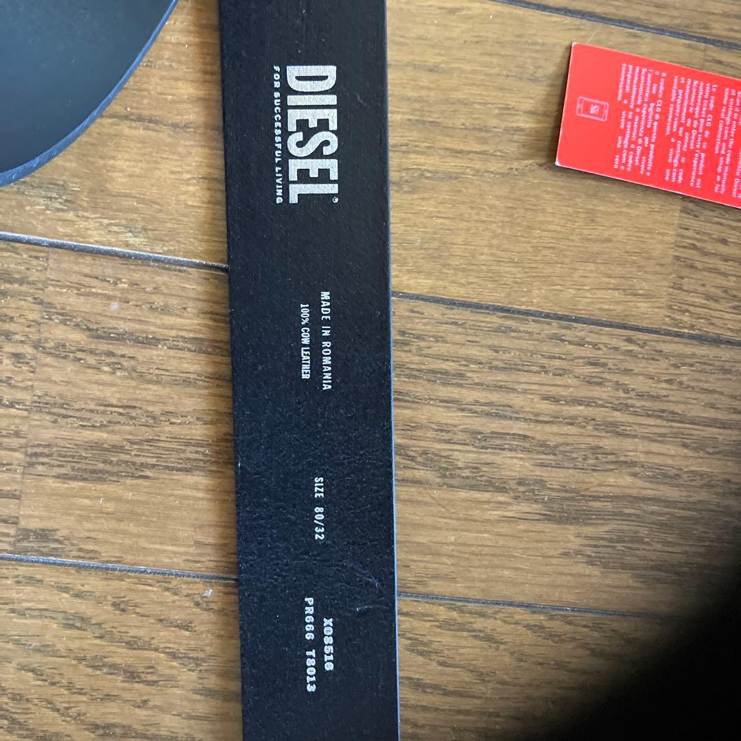 DIESEL ディーゼル Dロゴ バックル レザーベルト ブラック　80