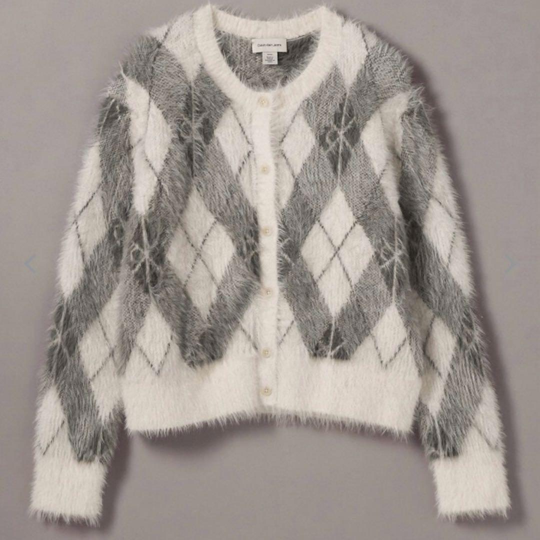 美品   アーガイルセーター シャギーニット