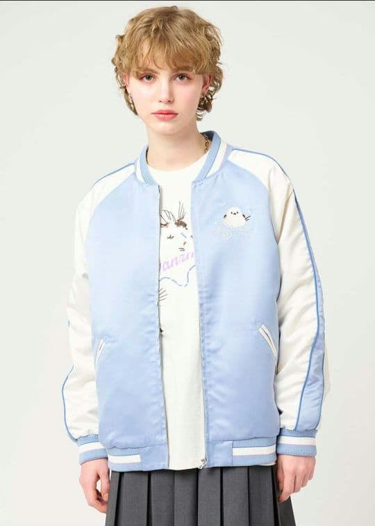 シマエナガ｜刺繍スカジャン 男女兼用 XL