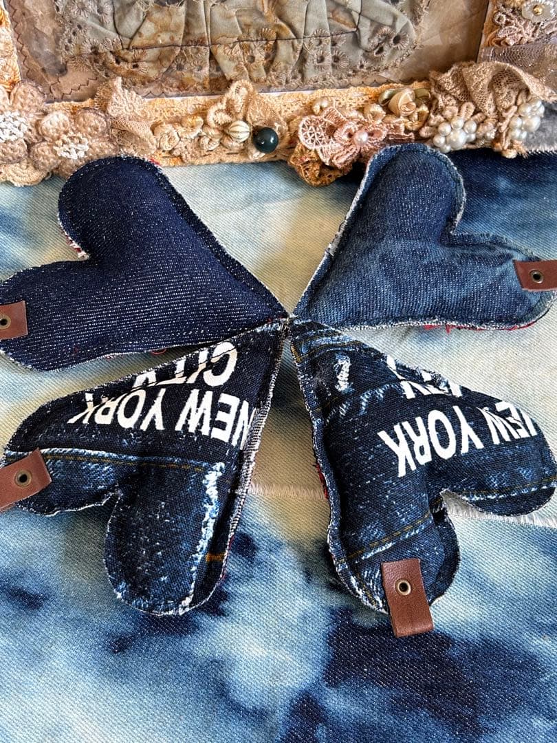 ぷっくりハートタグ♡赤チェック　No.419