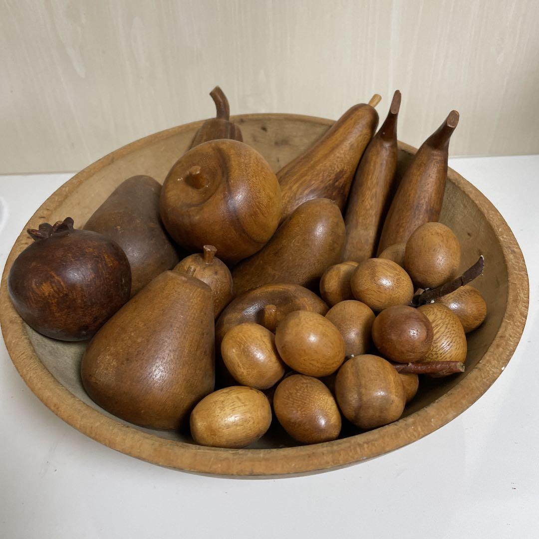 USA アンティーク　木製果物　13点　& 木製お皿