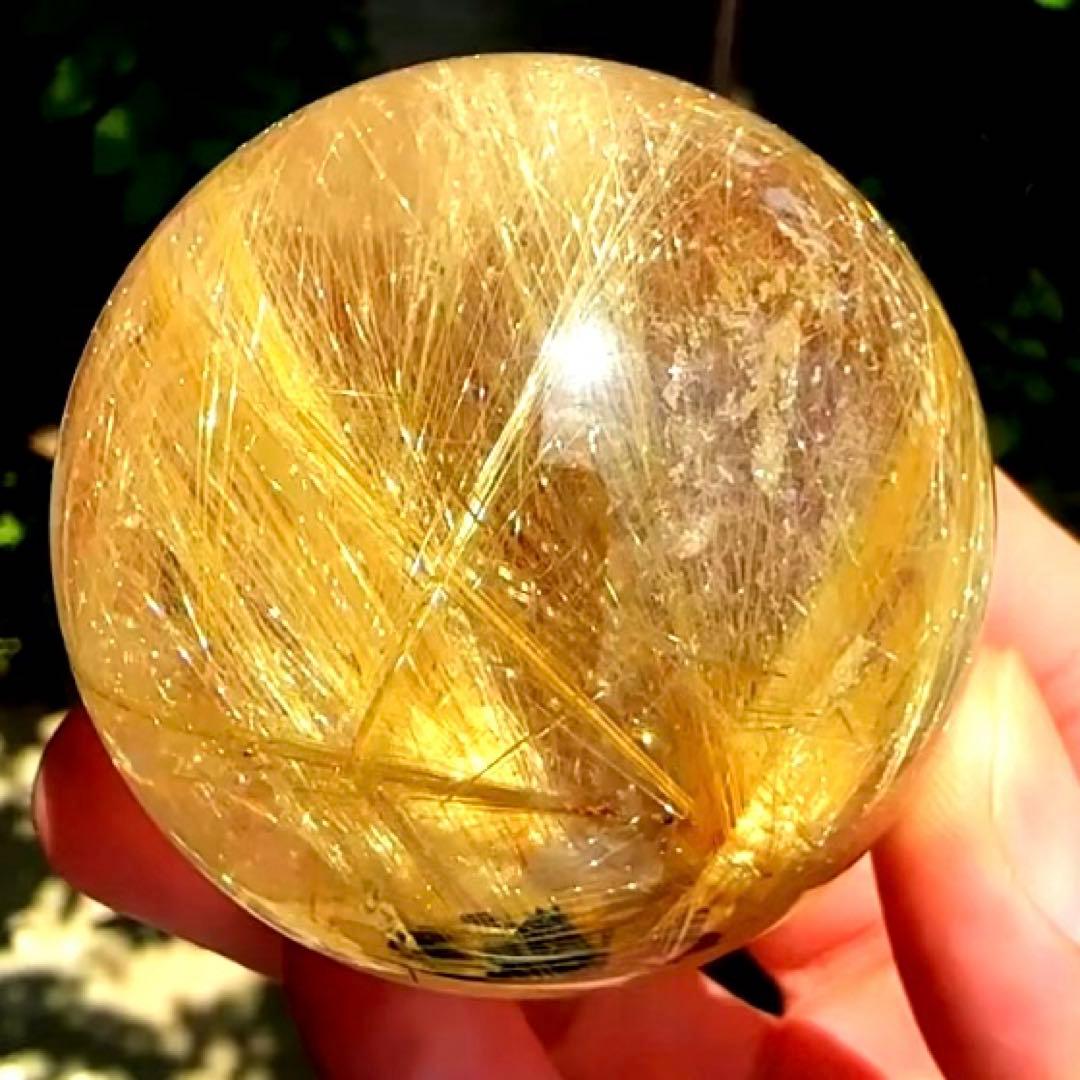 超絶綺麗✨55mm ゴールドタイチンルチルクォーツ　丸玉　スフィア　金針水晶