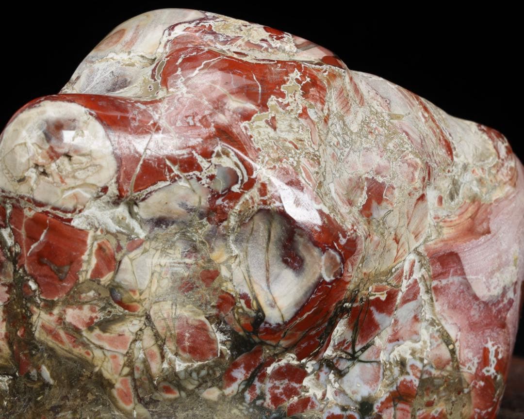 佐渡 錦紅石 錦石 錦瑪瑙 台座付 719g 原石 鑑賞石 水石 天然石 盆石