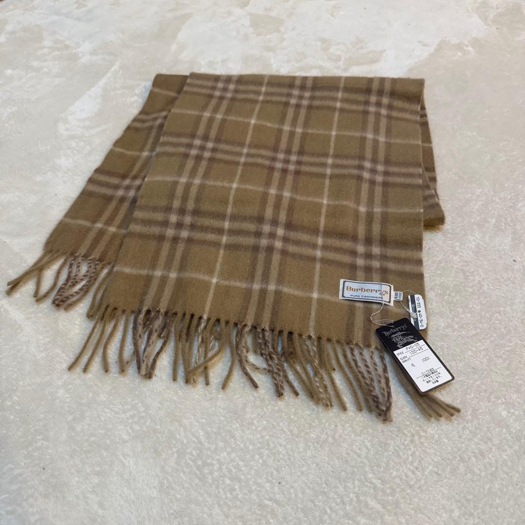 バーバリー　Burberrys ピュアカシミヤ100% マフラー 茶系チェック
