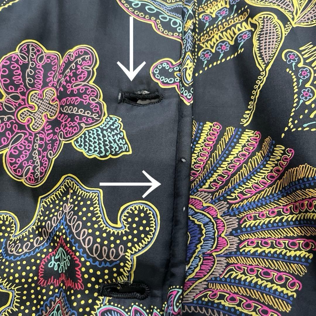 訳アリ　レオナール　シルク100%中綿コート　大きいサイズ13 総柄　ブラック