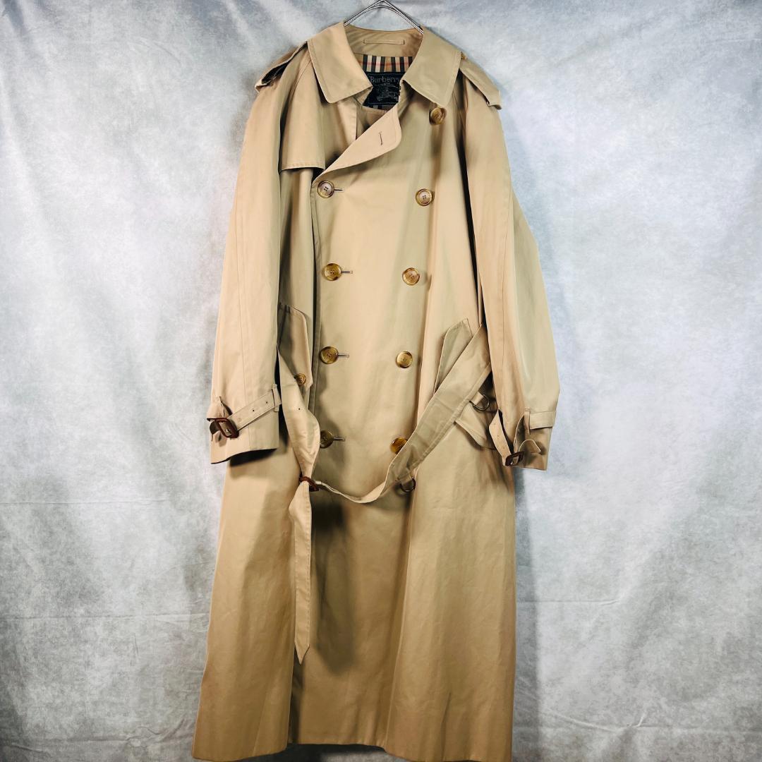 【バーバリー】トレンチコート　ノバチェック　ベルト　エポレット　袖ベルト　XL