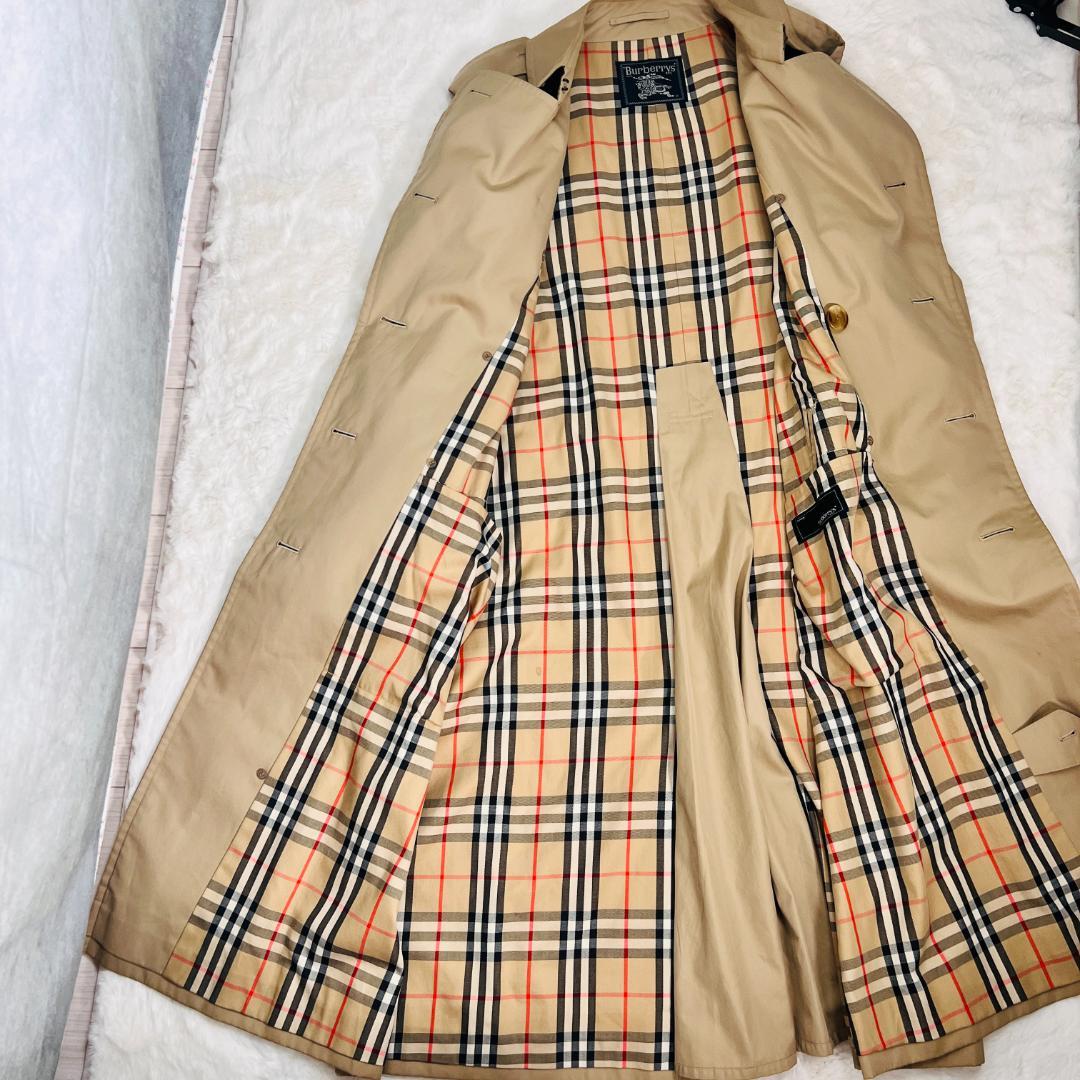 【バーバリー】トレンチコート　ノバチェック　ベルト　エポレット　袖ベルト　XL