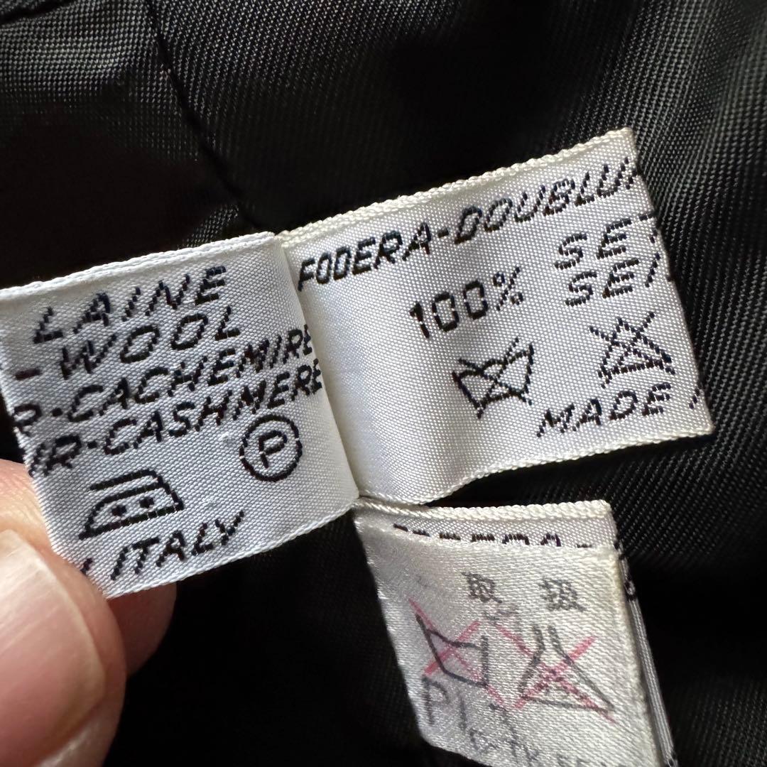 HERNO スカーフ柄 カシミヤ混 ダブル チェスターコート ブラック　40