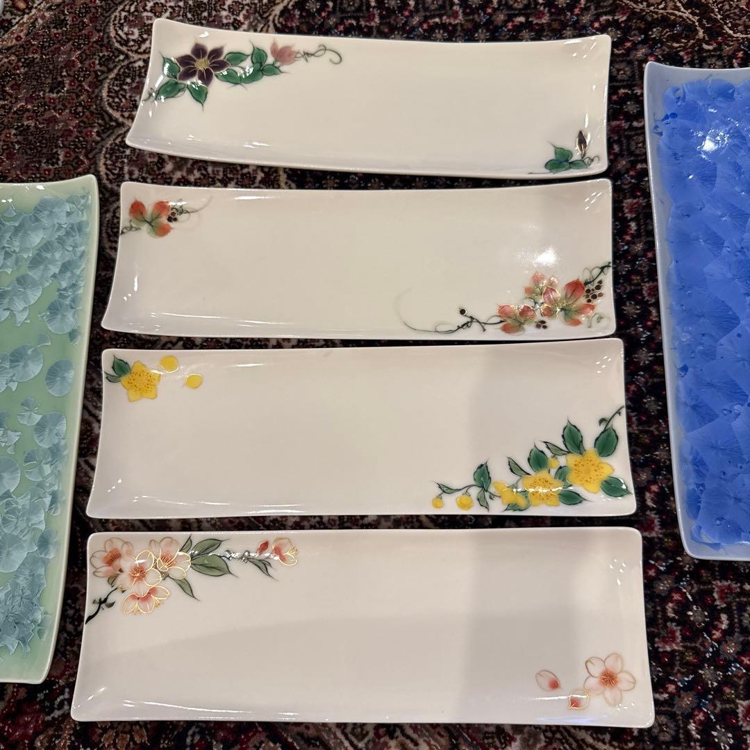 未使用品　陶あん　さんま皿　長い皿　絵付け　4枚