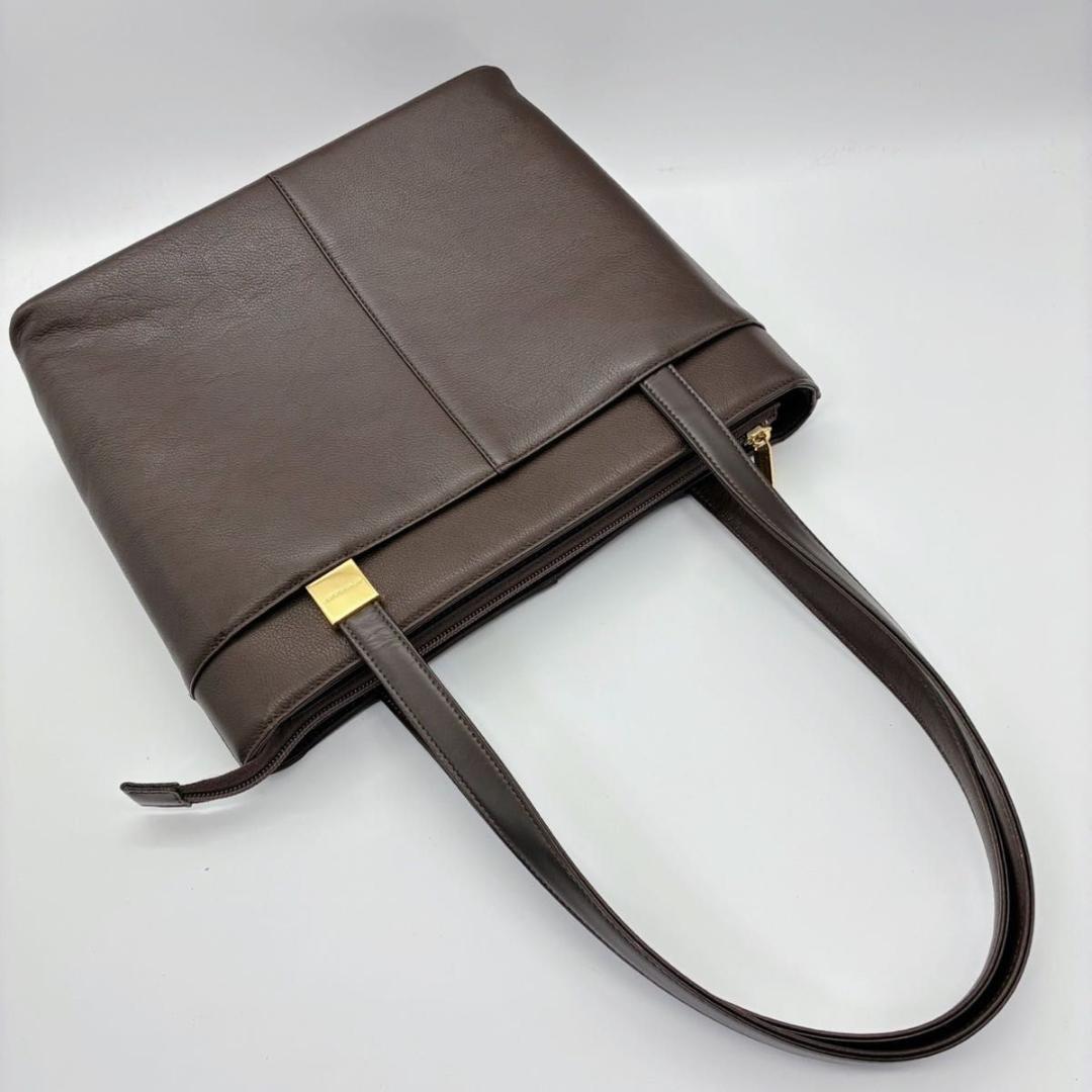 バーバリー トートバッグ ハンドバッグ レザー ゴールド金具 ダークブラウン