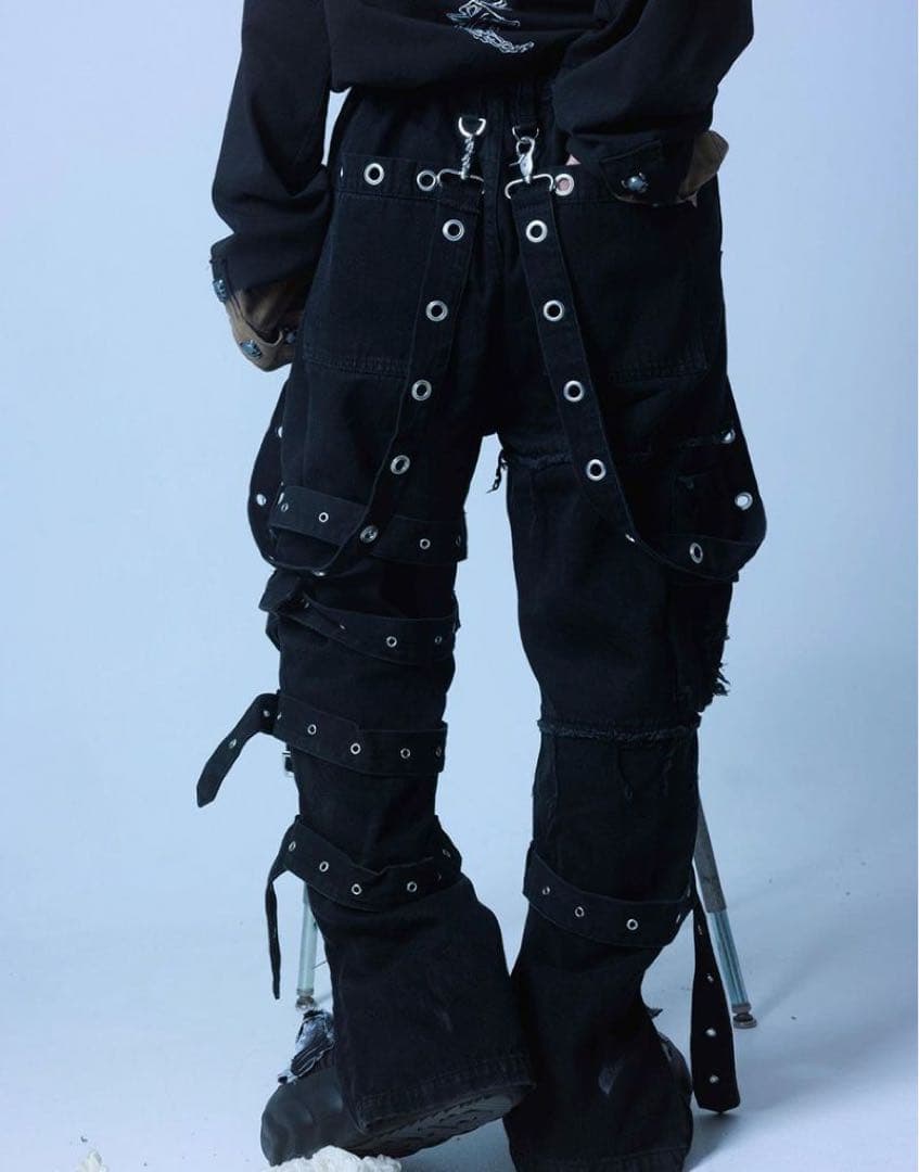 Gamchu ガムチュDoubleKneeBeltPants ブラック 在庫切れ