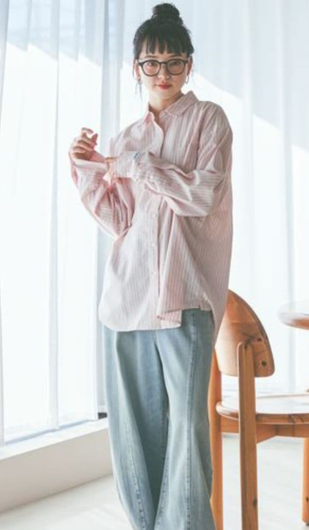 今期ニコアンド 3Dドロップデニムパンツ ベージュインディゴ Mサイズ