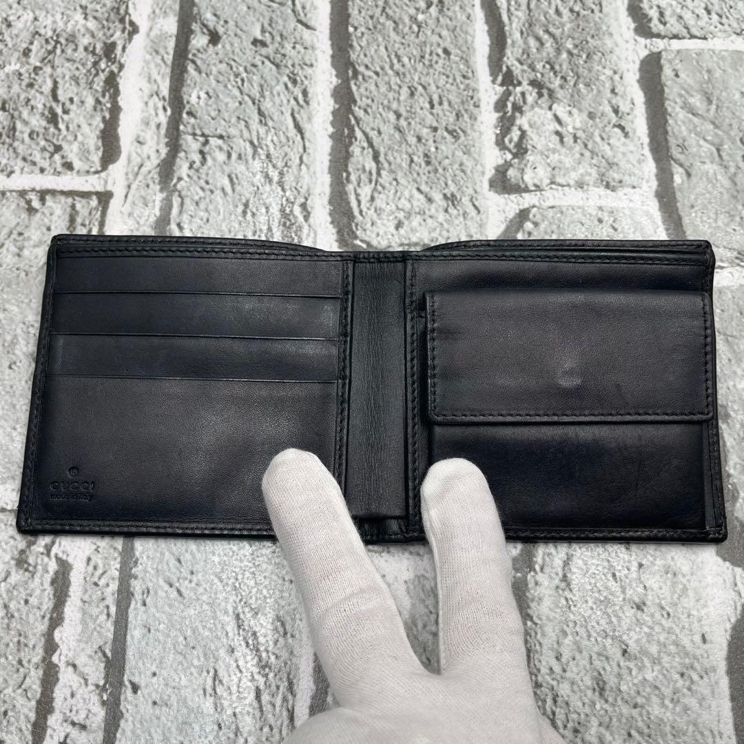 箱付き美品✨グッチ 二つ折り財布 コンパクトウォレット GGキャンバス ブラック