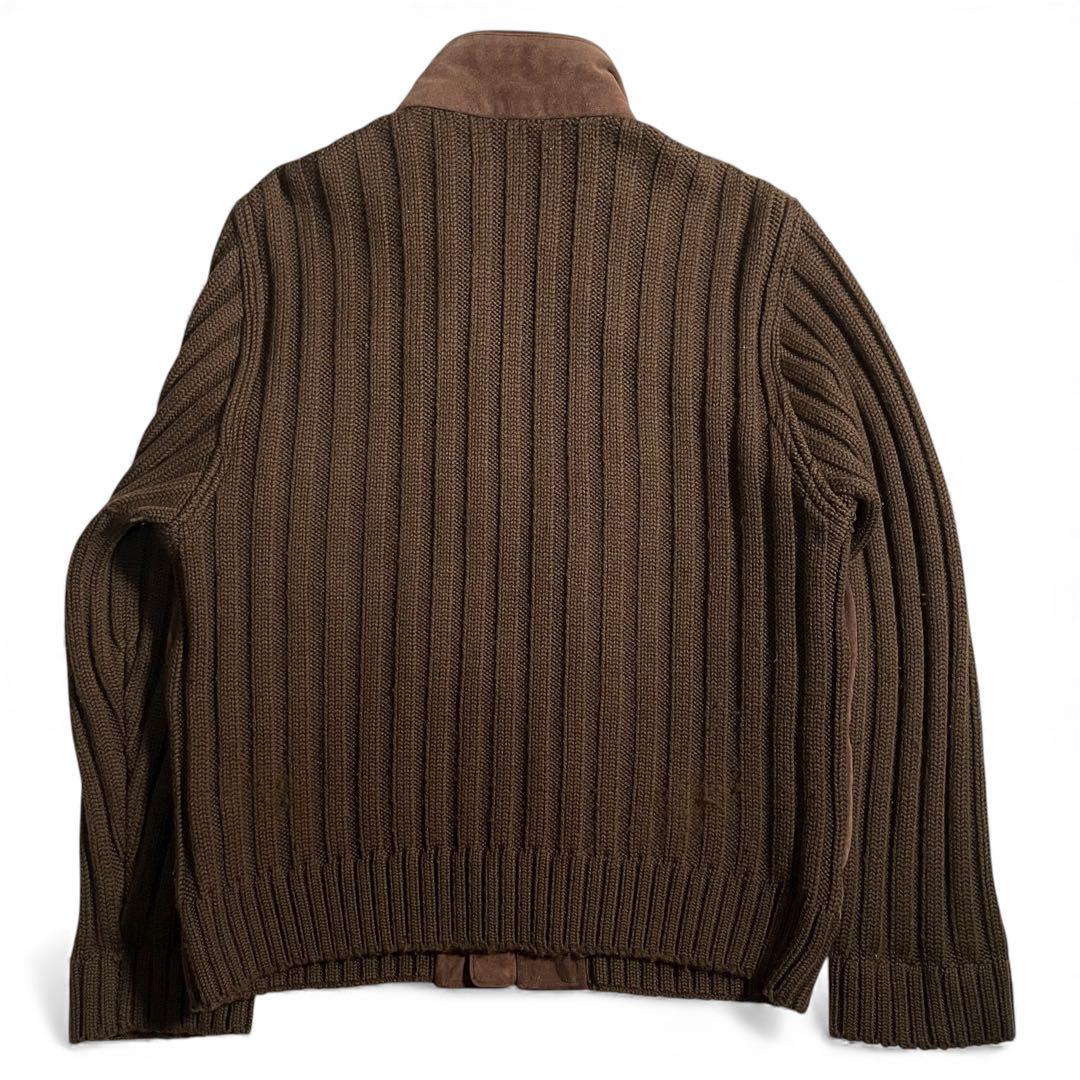 ブルックスブラザーズ ラムレザージャケット スウェード ニット 異素材切り替え