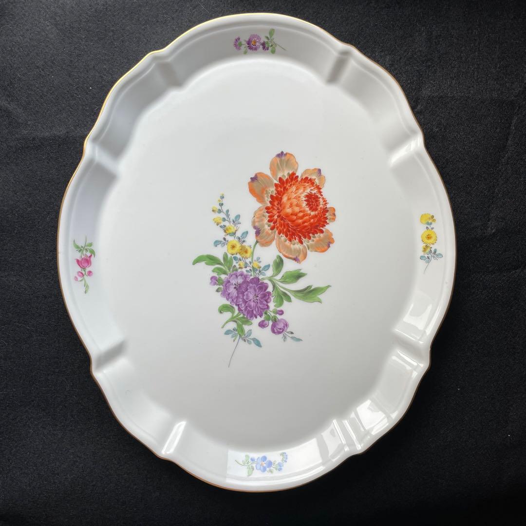 極美品マイセンmeissenオーバルプレート　ハンドペインティング　1級品