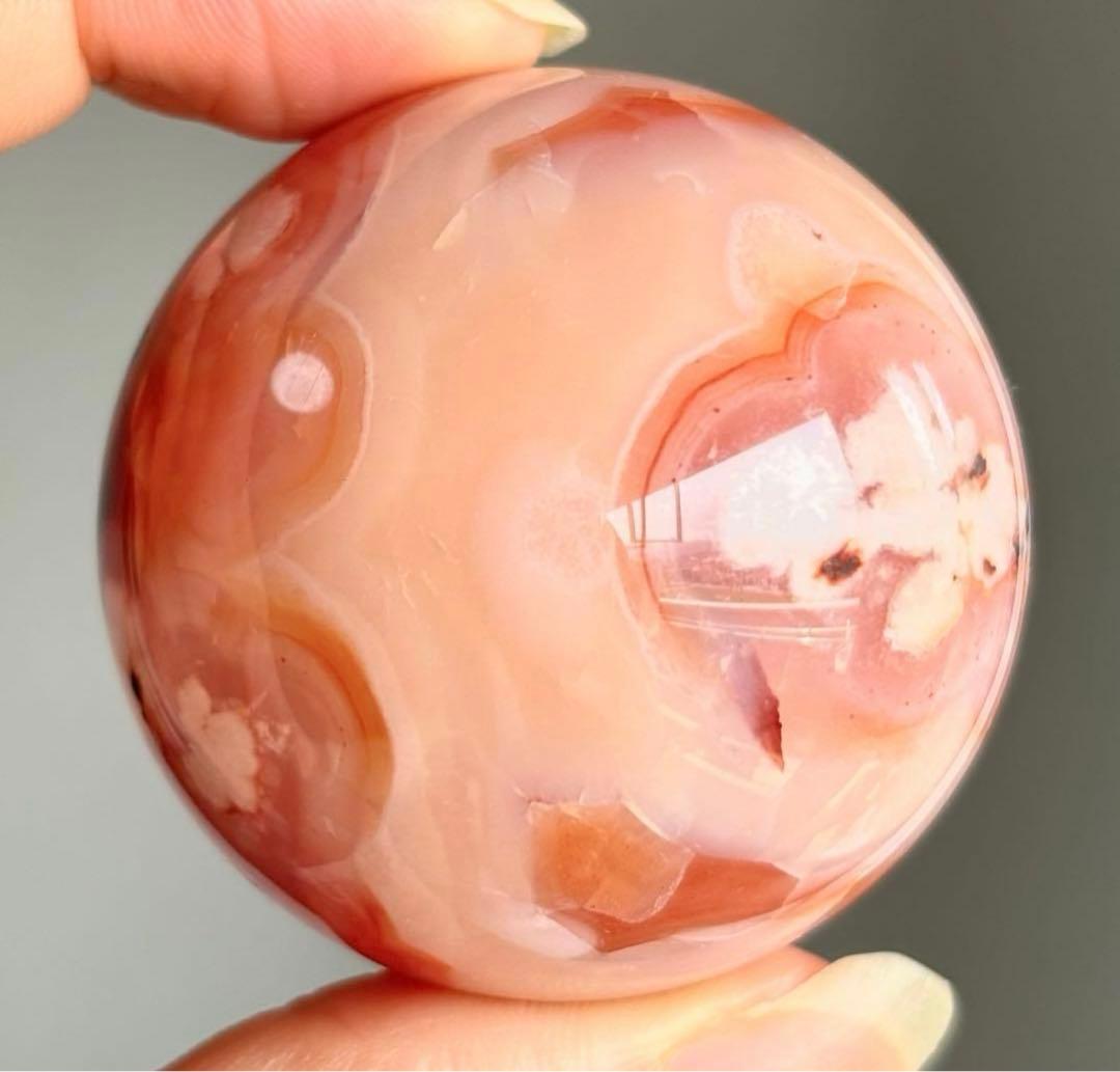 レア　高品質　カーネリアン桜瑪瑙　水晶　スフィア　天然石