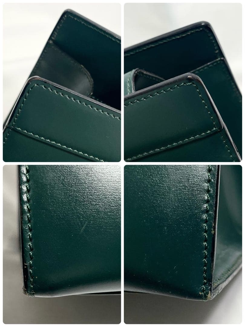 セリーヌ 馬車金具 レザー トートバッグ 大容量 多機能 A4可 グリーン 希少