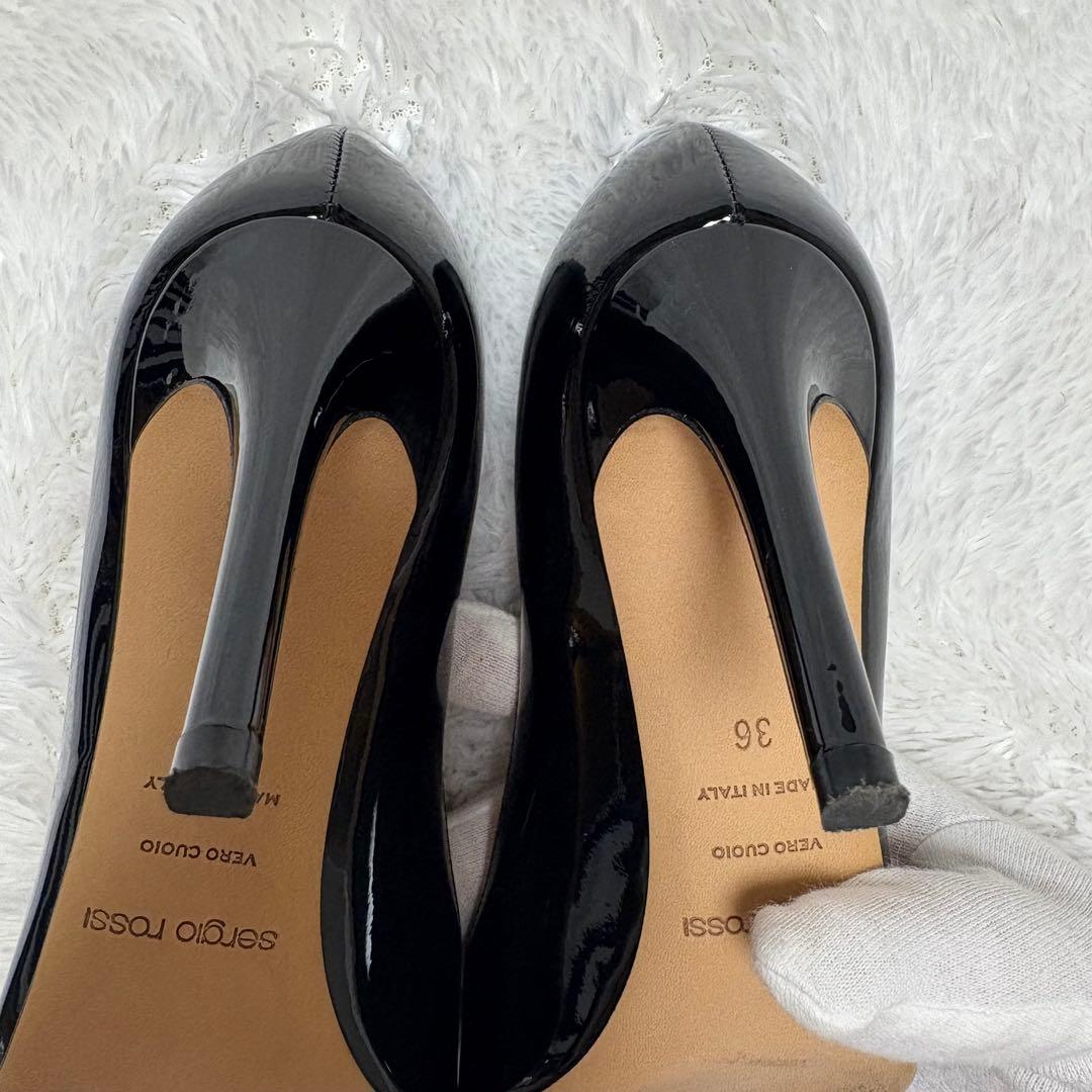 ✨極美品✨セルジオロッシ パンプス ハイヒール ブラック エナメル ラウンド