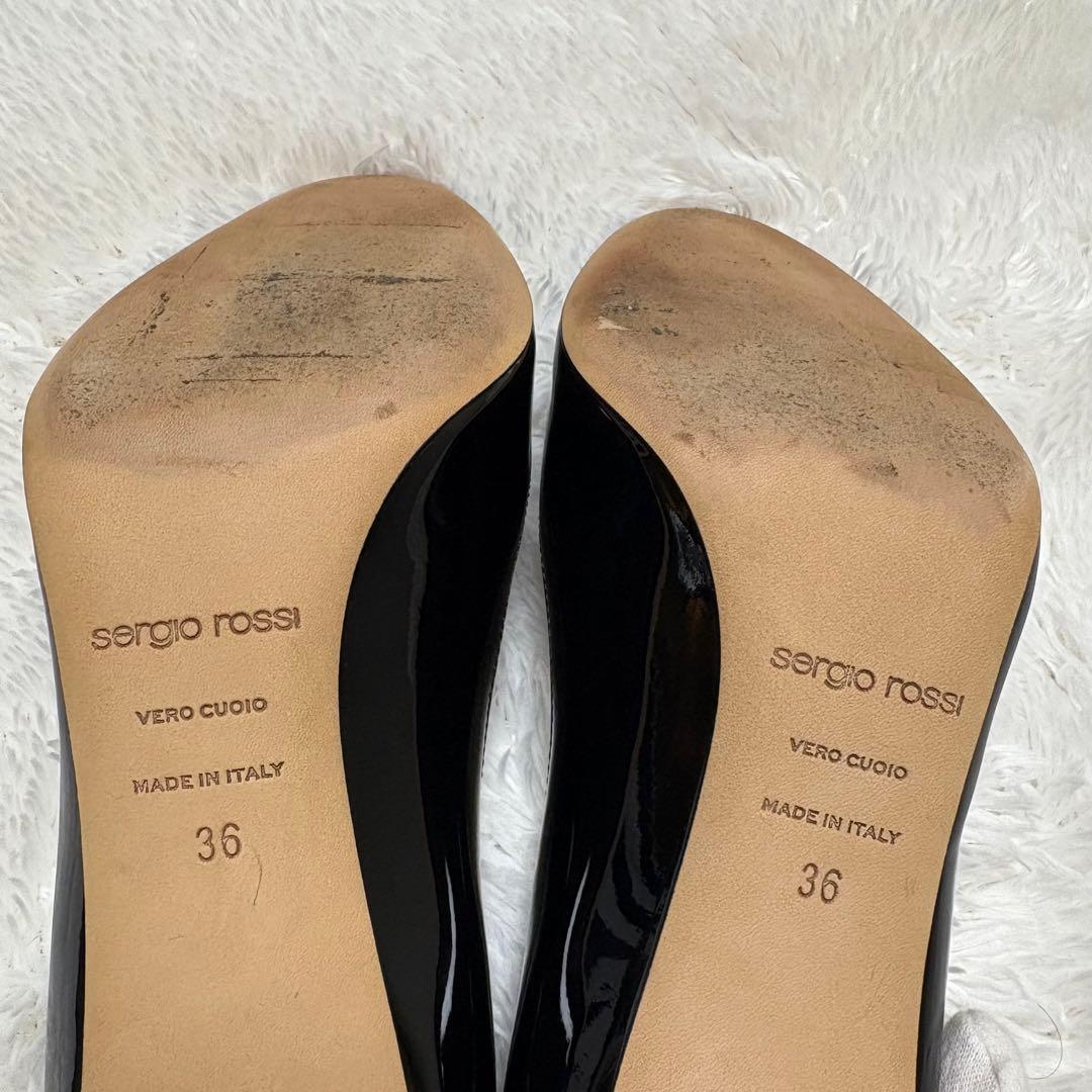 ✨極美品✨セルジオロッシ パンプス ハイヒール ブラック エナメル ラウンド