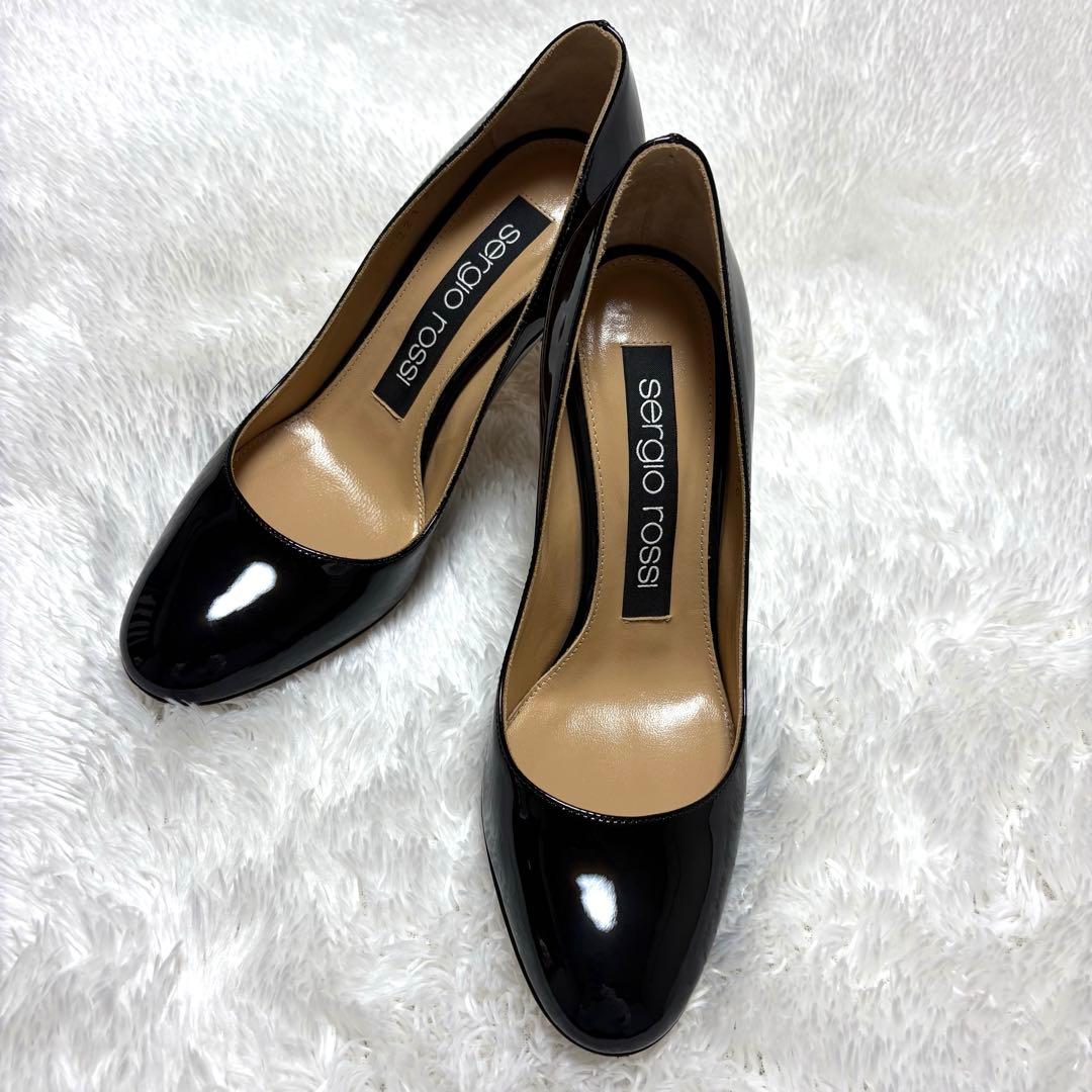 ✨極美品✨セルジオロッシ パンプス ハイヒール ブラック エナメル ラウンド