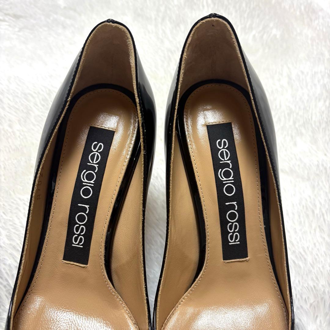 ✨極美品✨セルジオロッシ パンプス ハイヒール ブラック エナメル ラウンド