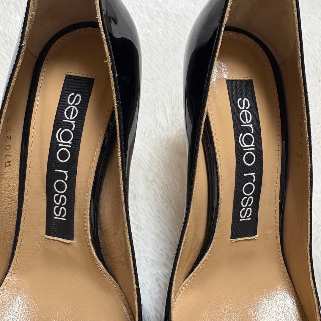 ✨極美品✨セルジオロッシ パンプス ハイヒール ブラック エナメル ラウンド