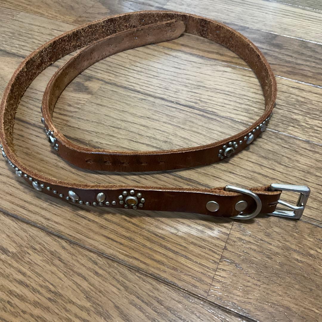 良品 HTC フラワースタッズ ナローベルト イエローストーン 32inch