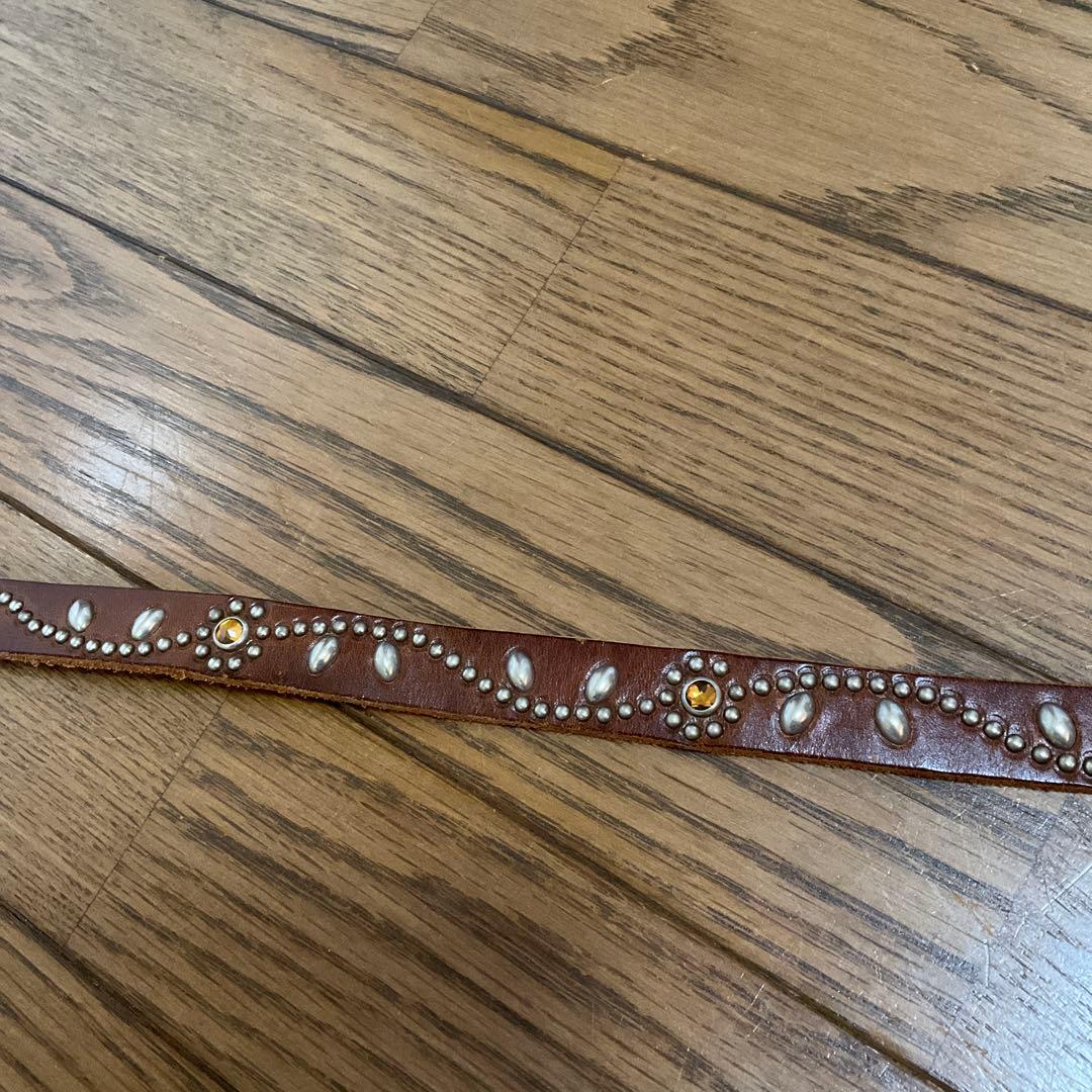 良品 HTC フラワースタッズ ナローベルト イエローストーン 32inch