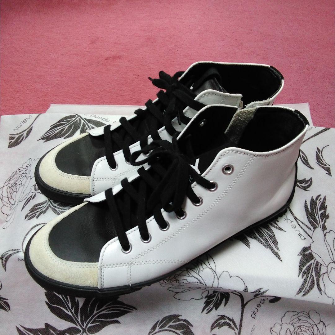 みい／グラウンドY★ホワイト/ブラック レザースニーカー