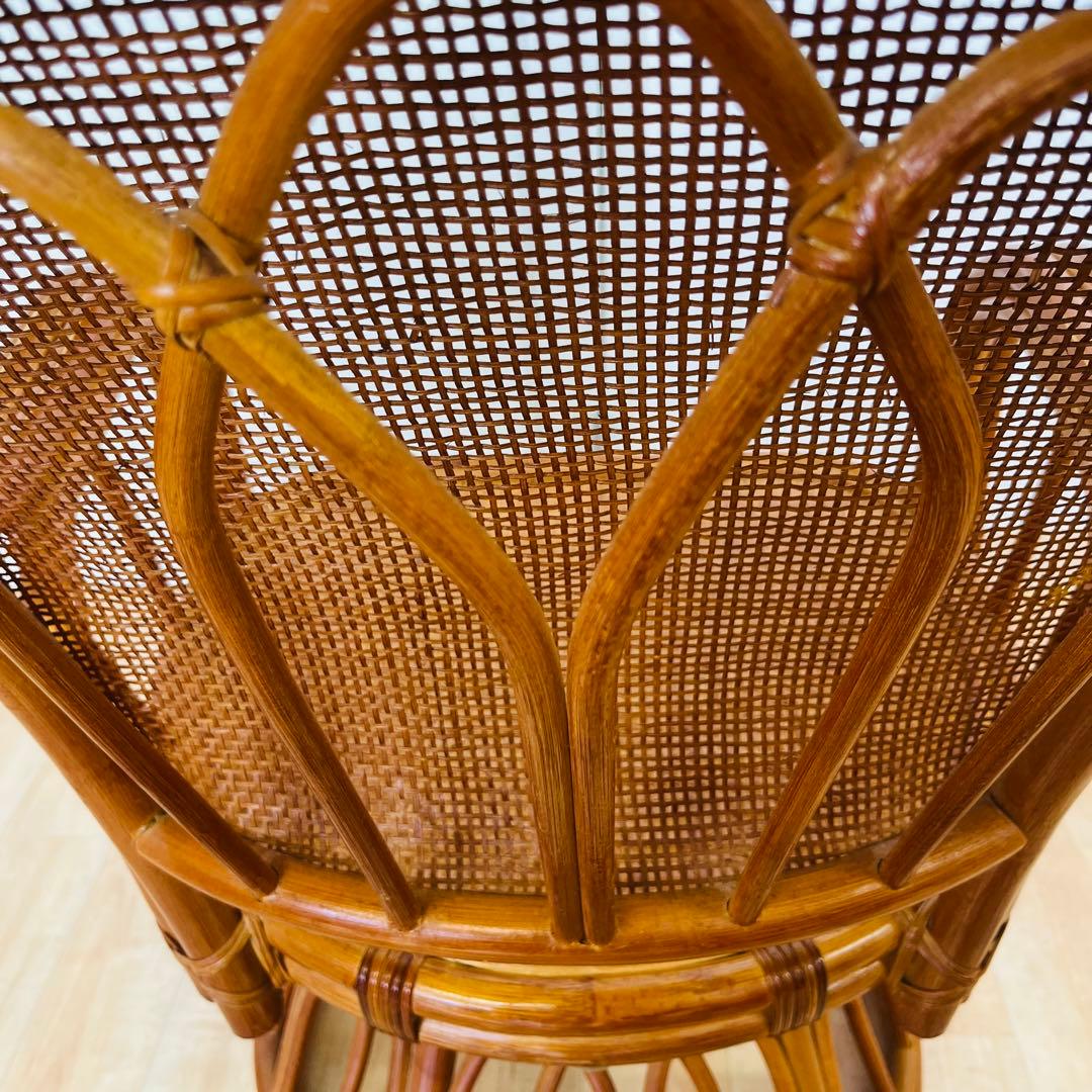 ①【美品】ラタン製 回転式座椅子 ナチュラル 和モダン　インテリア 椅子