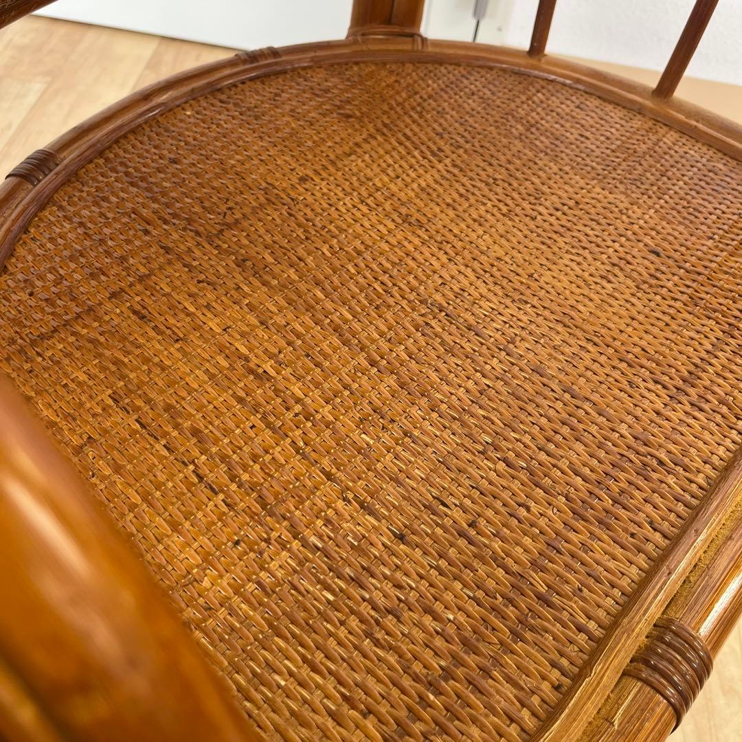 ①【美品】ラタン製 回転式座椅子 ナチュラル 和モダン　インテリア 椅子