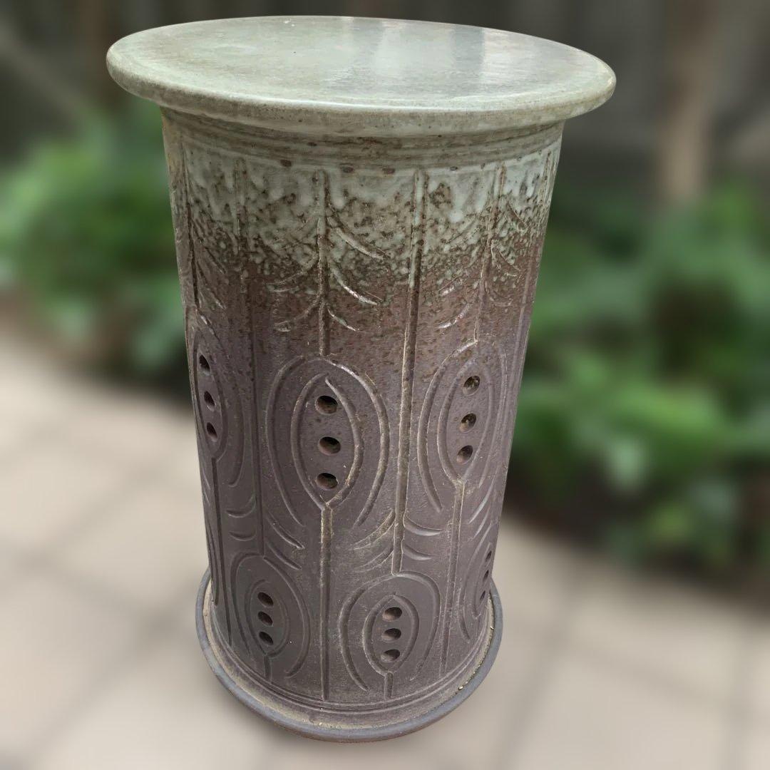 信楽焼　花台　フラワースタンド　透かし彫　ガーデニング