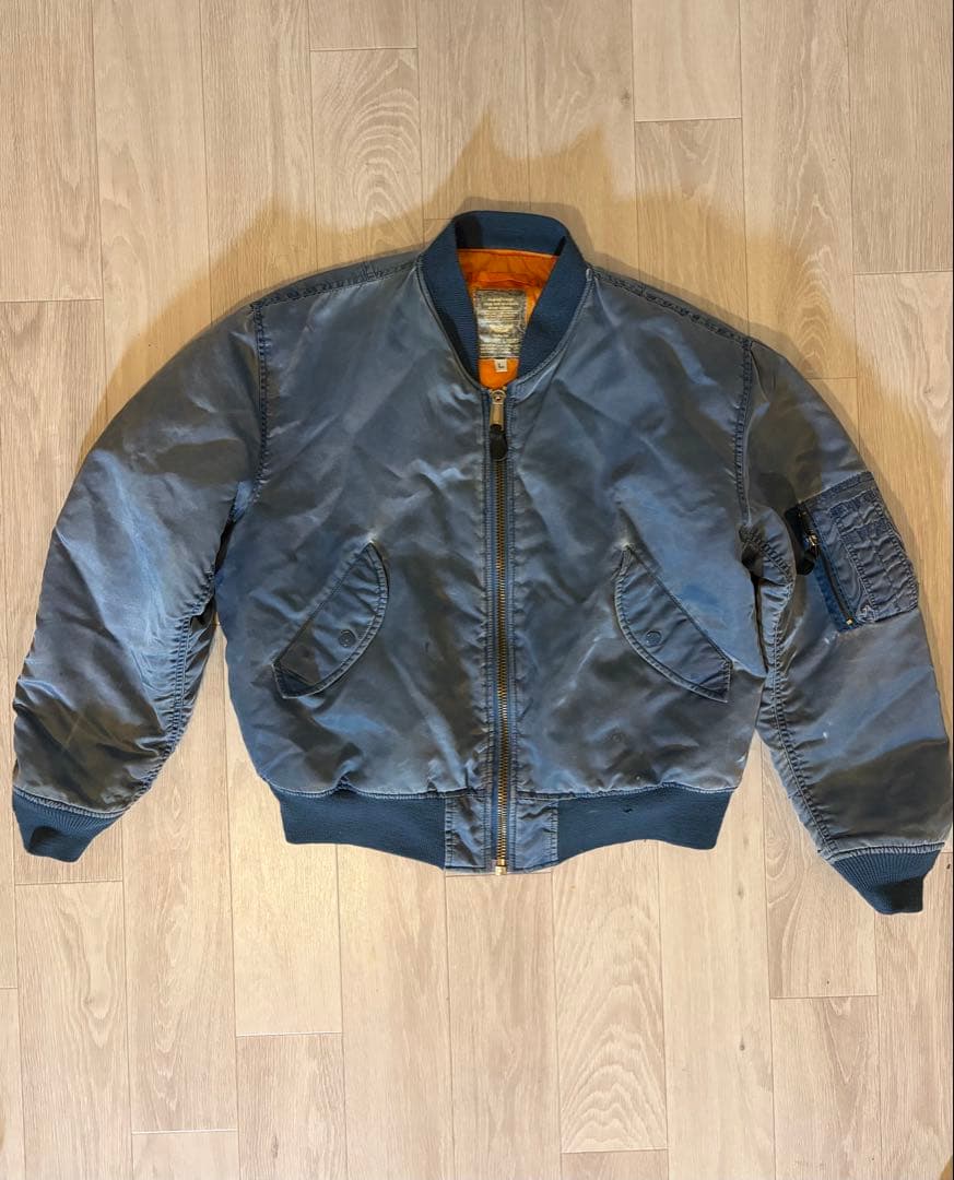 ビンテージ　MA-1フライトジャケット ネイビー Lサイズ 80s〜90s