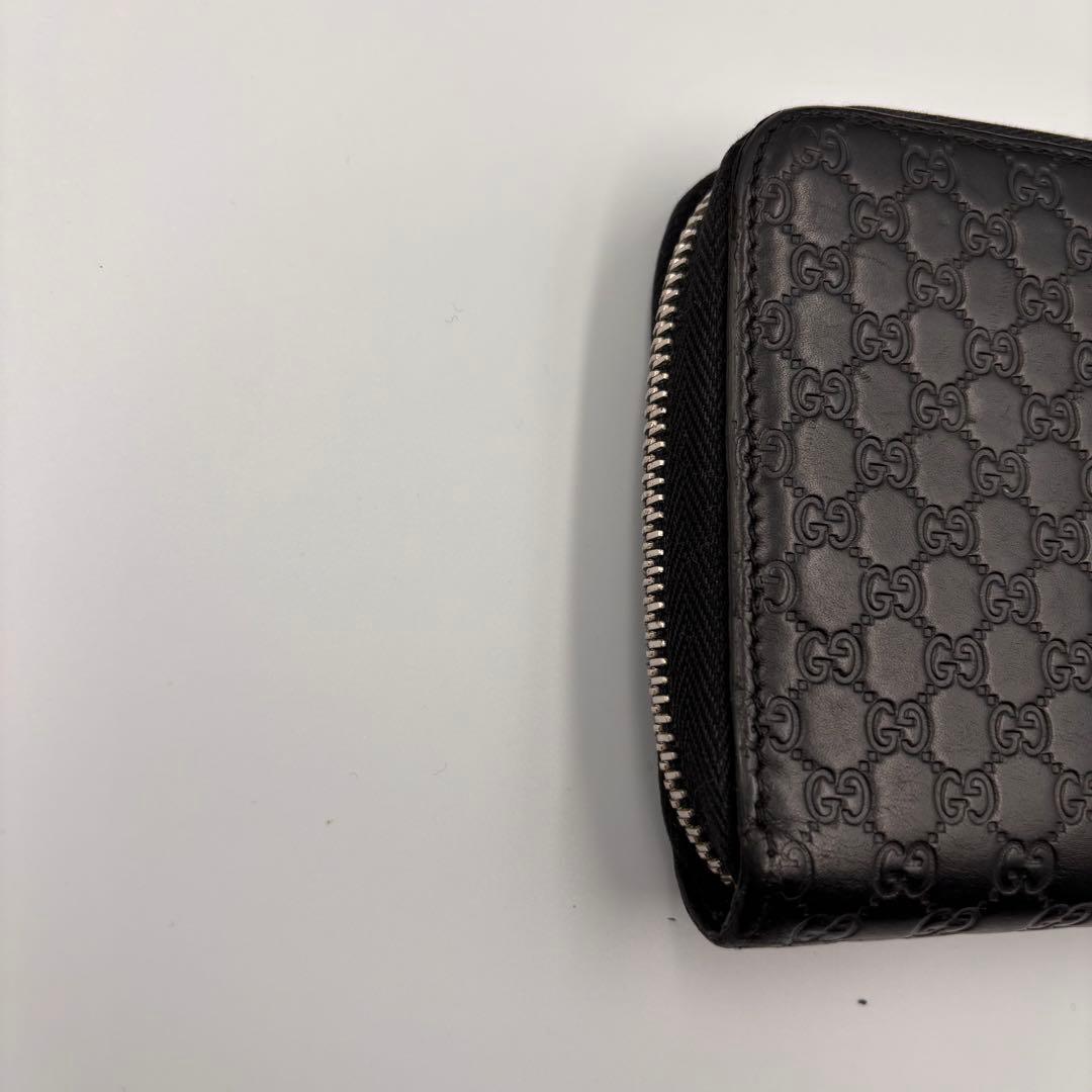 【付属品完備】GUCCI グッチ 長財布 黒 マイクロシマ ラウンドファスナー
