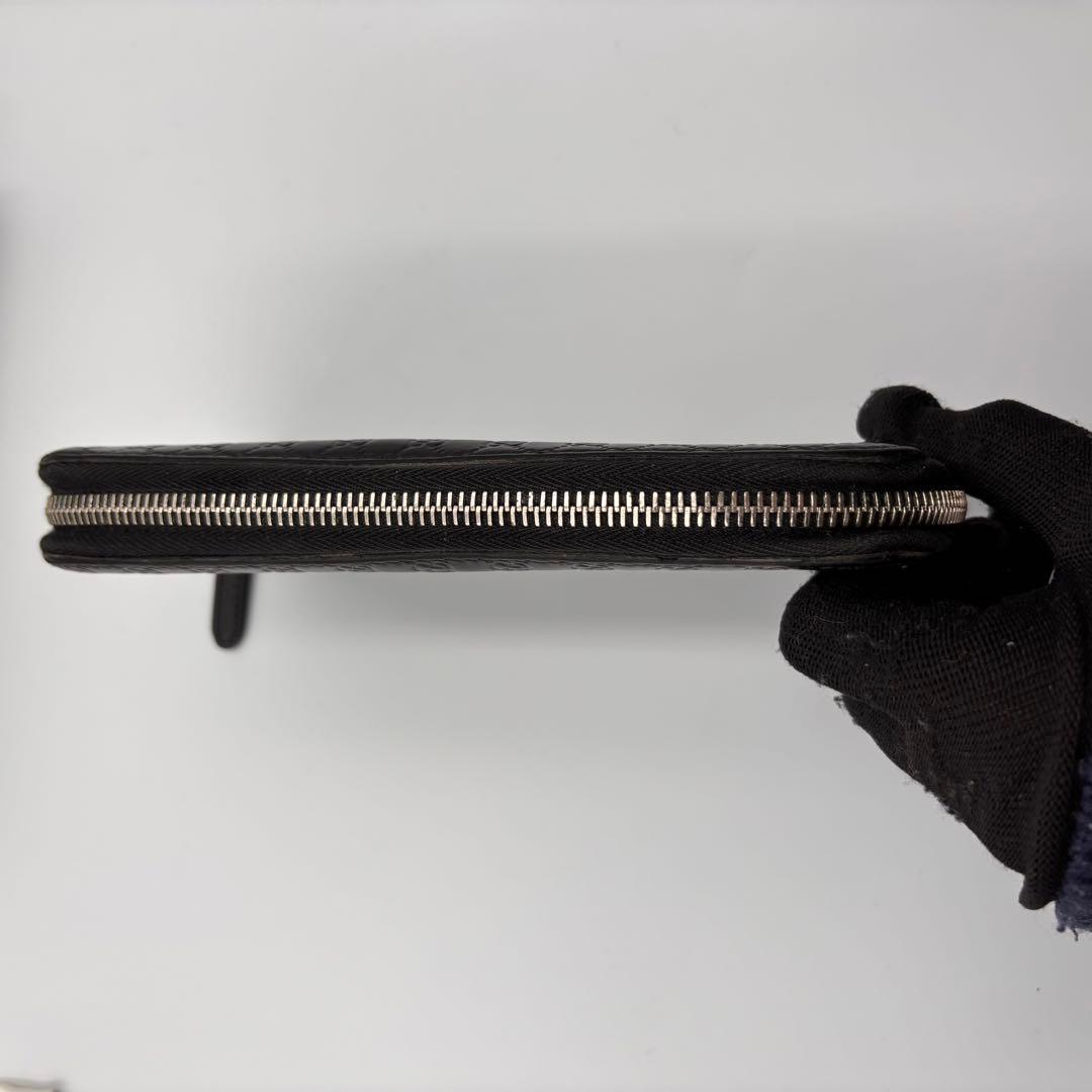 【付属品完備】GUCCI グッチ 長財布 黒 マイクロシマ ラウンドファスナー