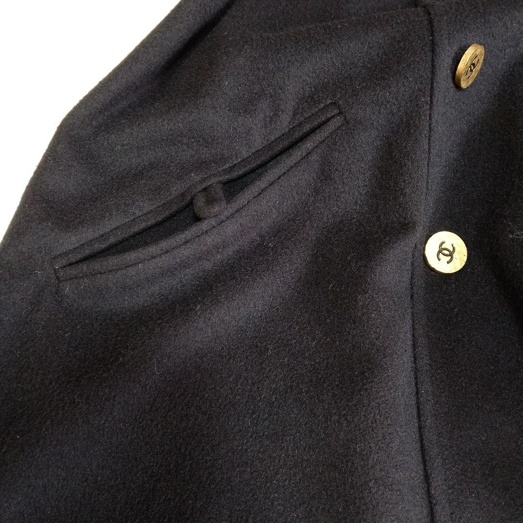 シャネル ロングコートカシミヤ100 金ボタン ダブルブレスト Aライン A94