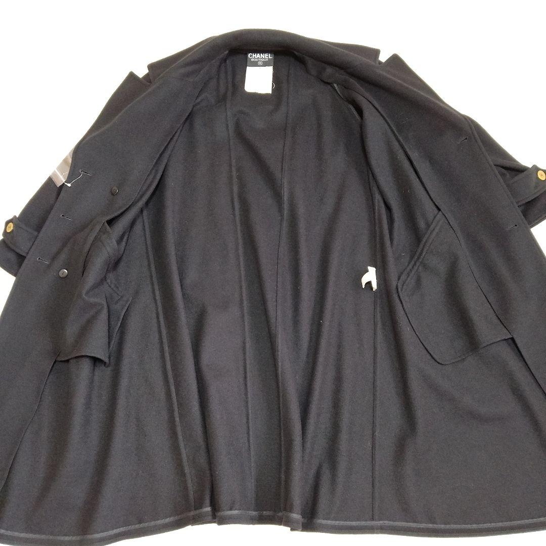 シャネル ロングコートカシミヤ100 金ボタン ダブルブレスト Aライン A94