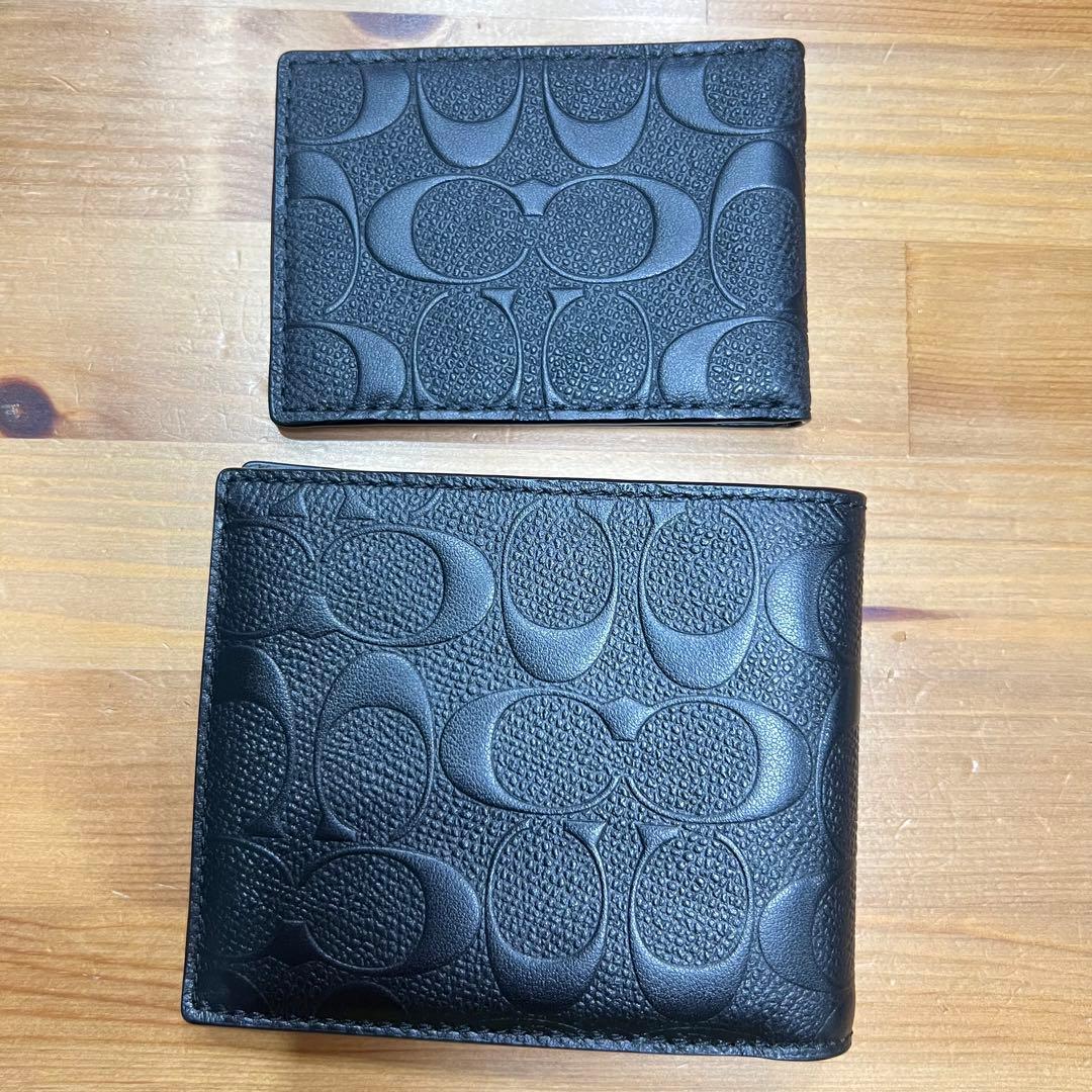 ‼️早い者勝ち‼️【新品未使用美品】COACH 型押し2つ折り財布 カードケース付き