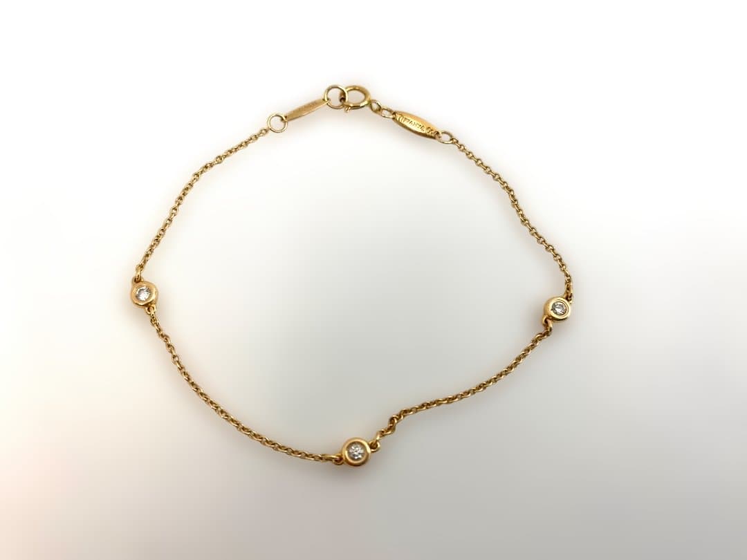 10日まで限定値下げ ティファニー バイザヤード 3Pダイヤ ブレスレット PG