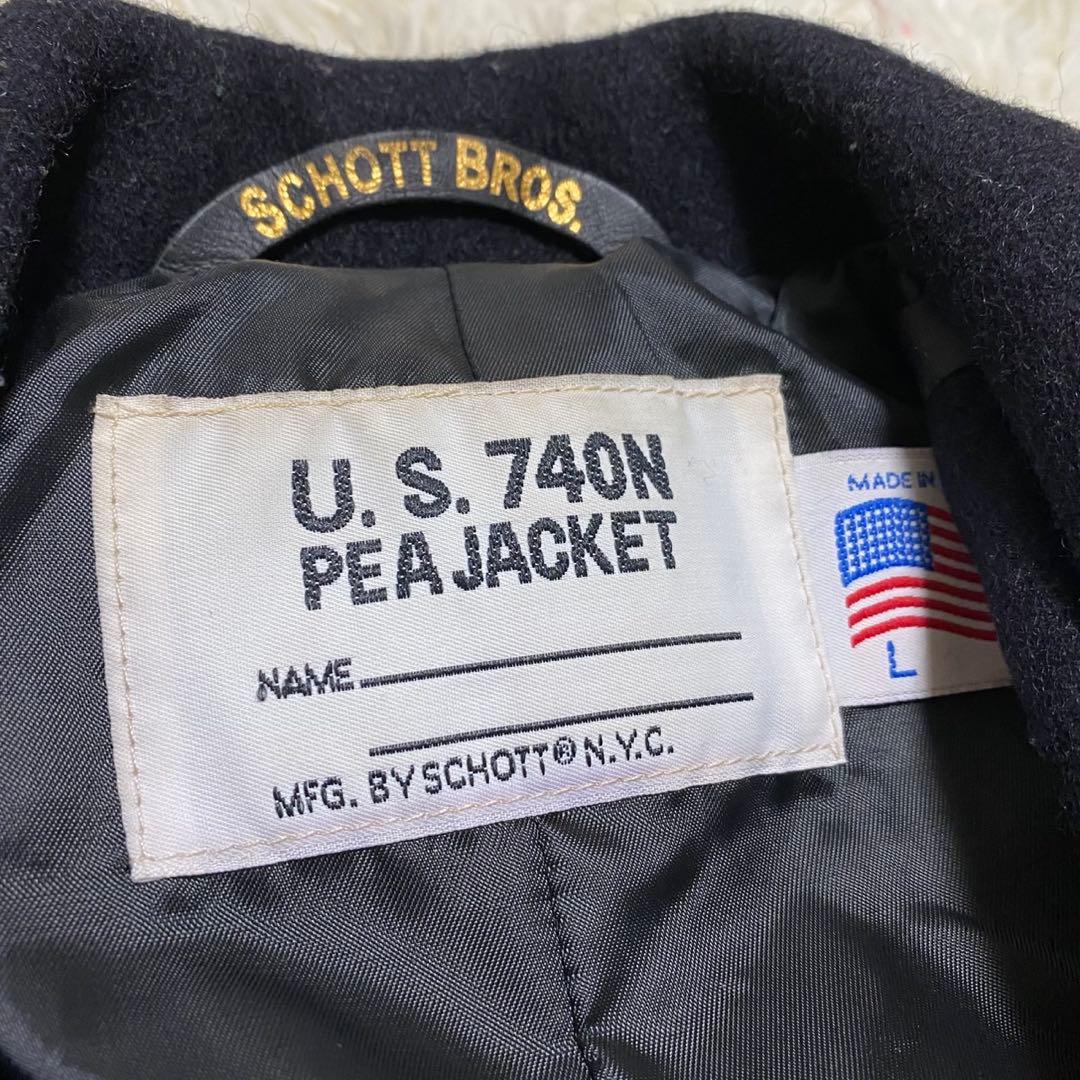 【美品◦現行✨】schott メルトン 714US ダブルチェスターコート 黒L