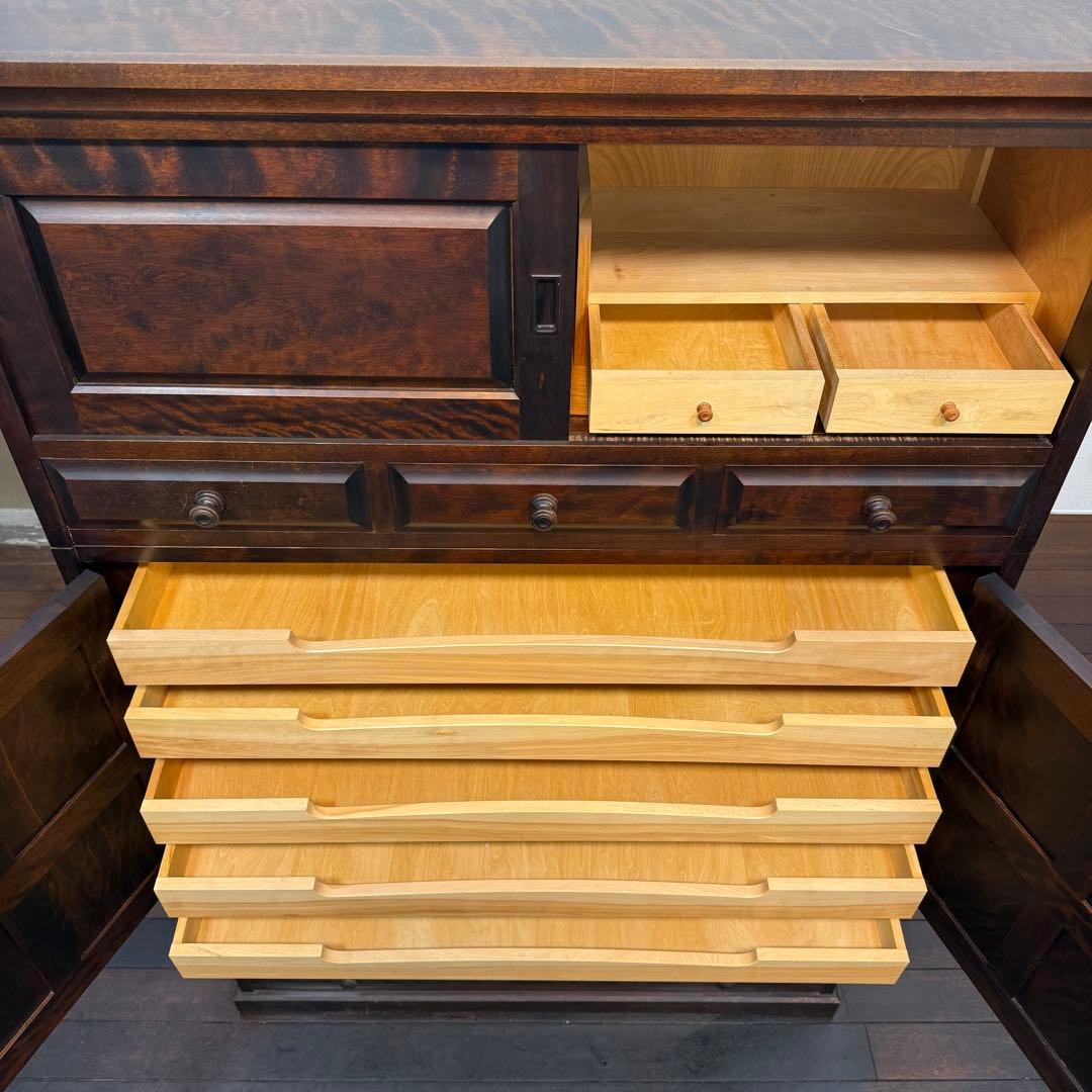 H110K70 北海道民芸家具 和箪笥 鍵付き 樺材 無垢材