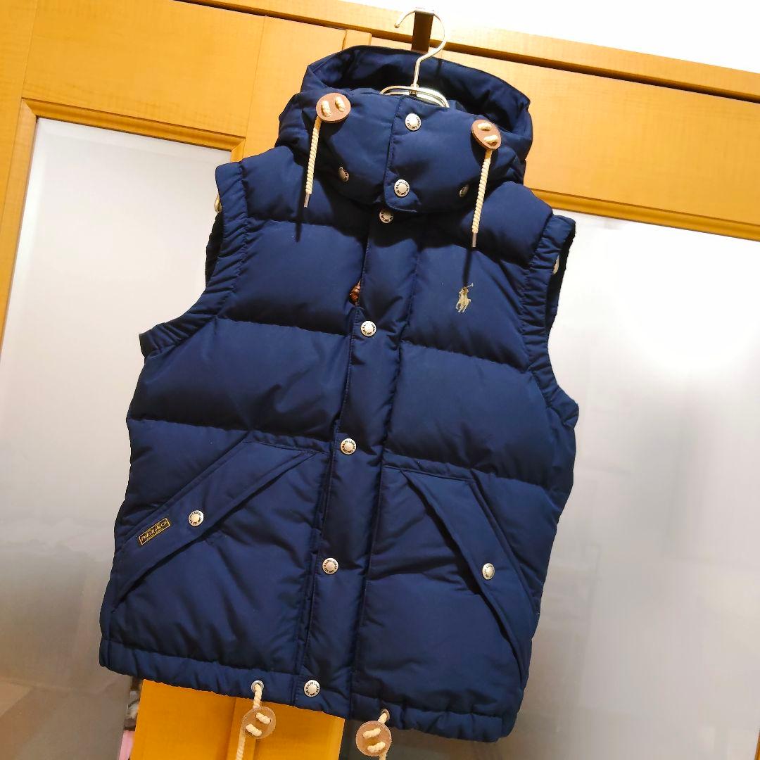 美品 ポロ ラルフローレン ダウンベスト ポニー刺繍 ネイビー 2way
