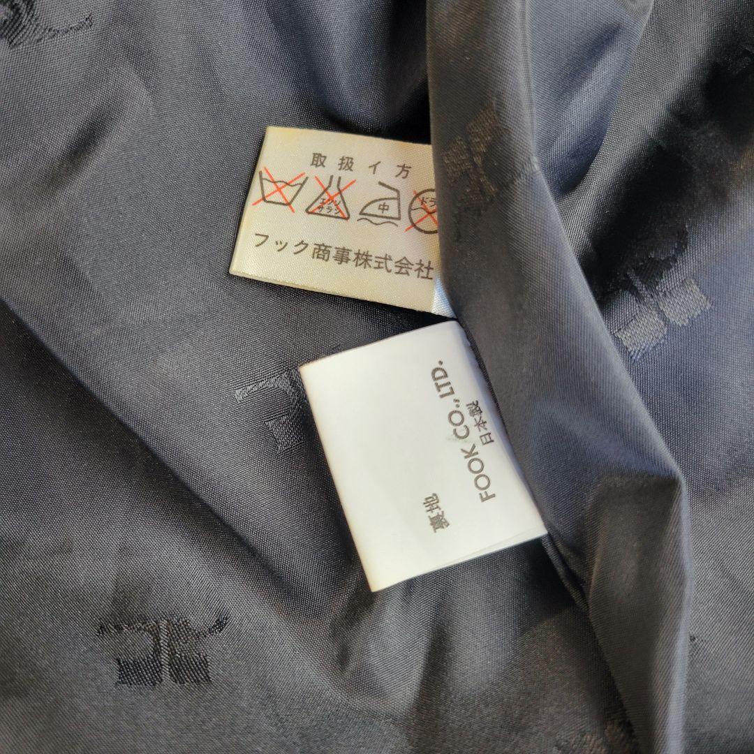 courreges クレージュ 日本製 レザーコートフード付 38 ブラック