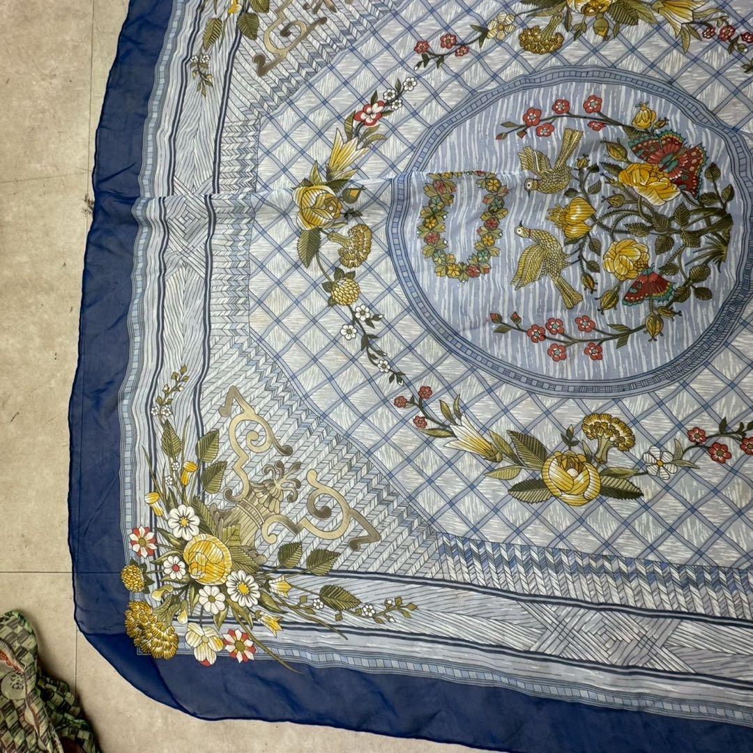 エルメス　シフォン スカーフ カレ90 JEUX DE PAILLE シルク