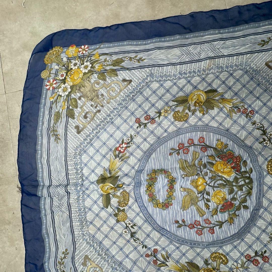 エルメス　シフォン スカーフ カレ90 JEUX DE PAILLE シルク