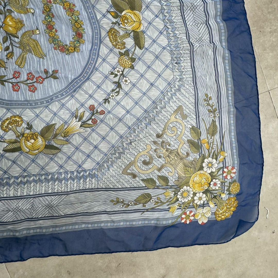 エルメス　シフォン スカーフ カレ90 JEUX DE PAILLE シルク