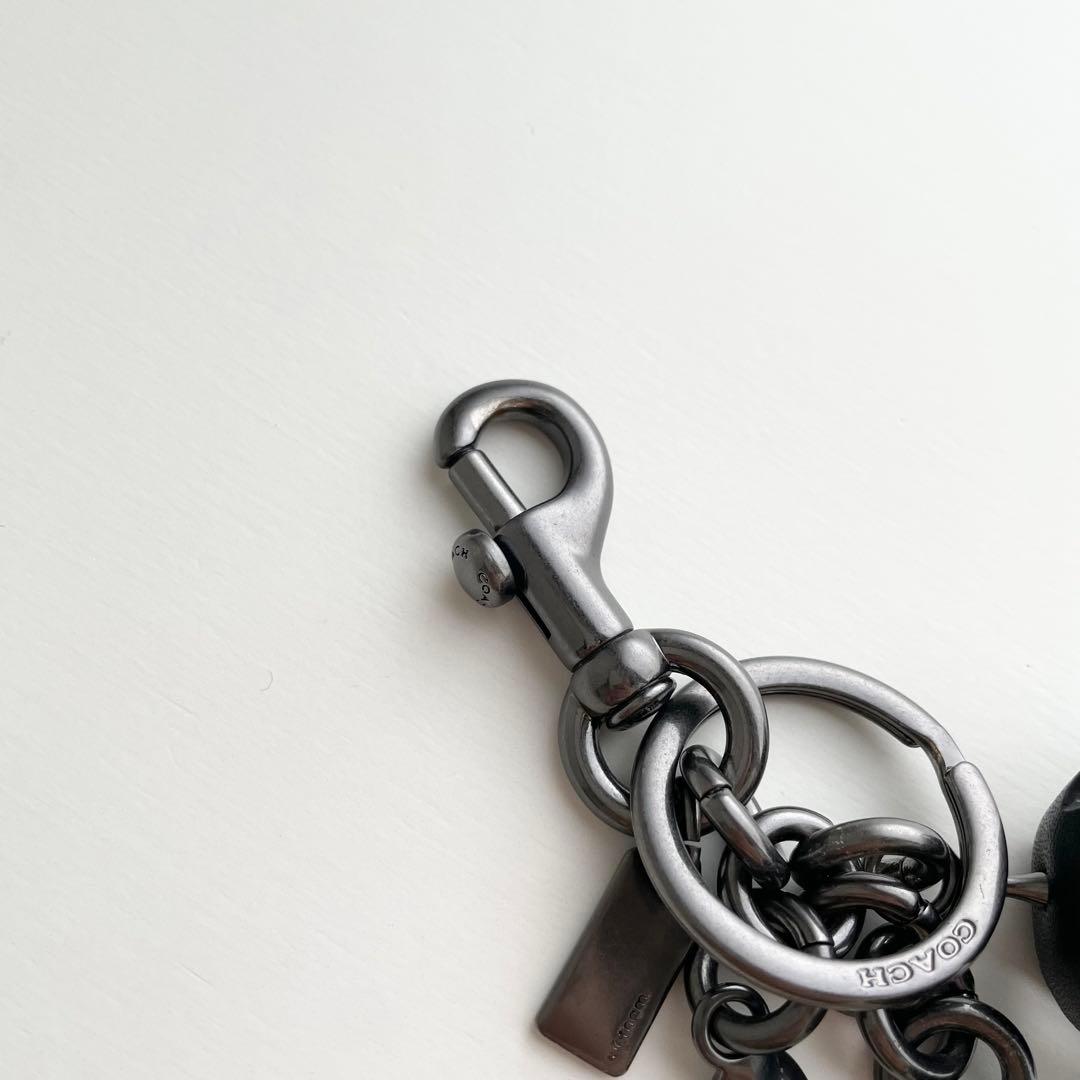 コーチ COACH バッグチャーム ティーローズ フローラル ブラック ほぼ新品