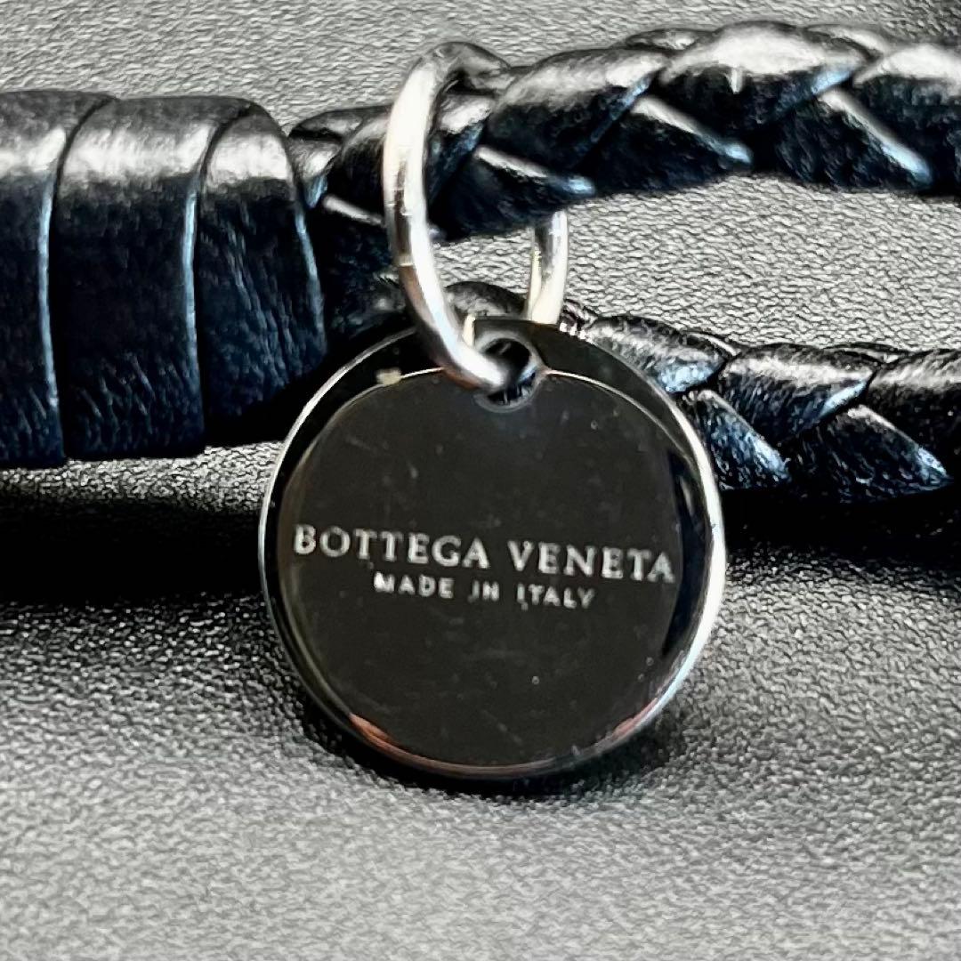【美品】 ボッテガヴェネタ 2連 編み込み レザーブレスレット 黒 19cm