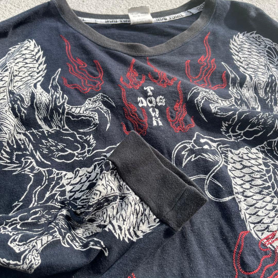 DOG TOWN ドックタウン 黒龍 長袖　ロンT パッチワークシャツ　XL
