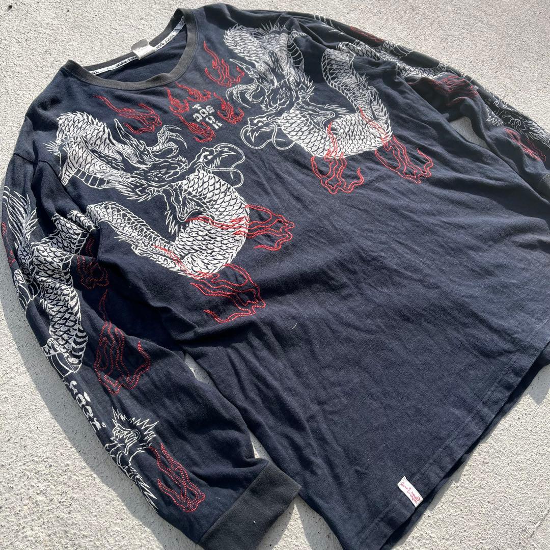 DOG TOWN ドックタウン 黒龍 長袖　ロンT パッチワークシャツ　XL